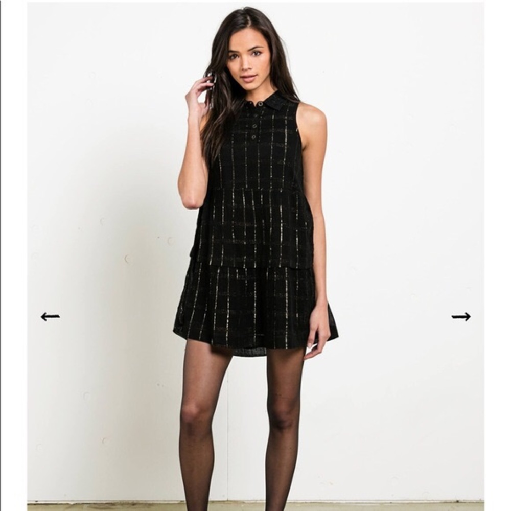 Volcom Black and Gold Sleeveless Dress